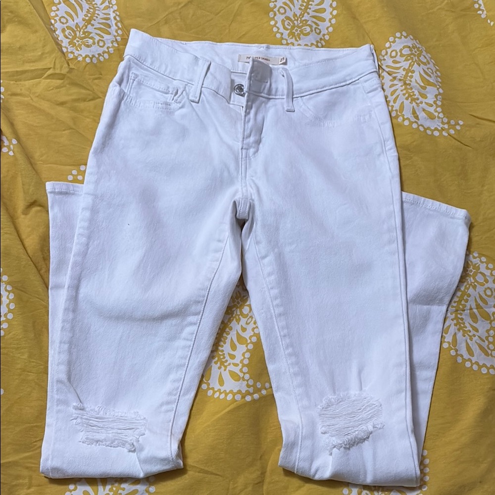 Levi’s 710 Super Skinny White Distressed Jeans